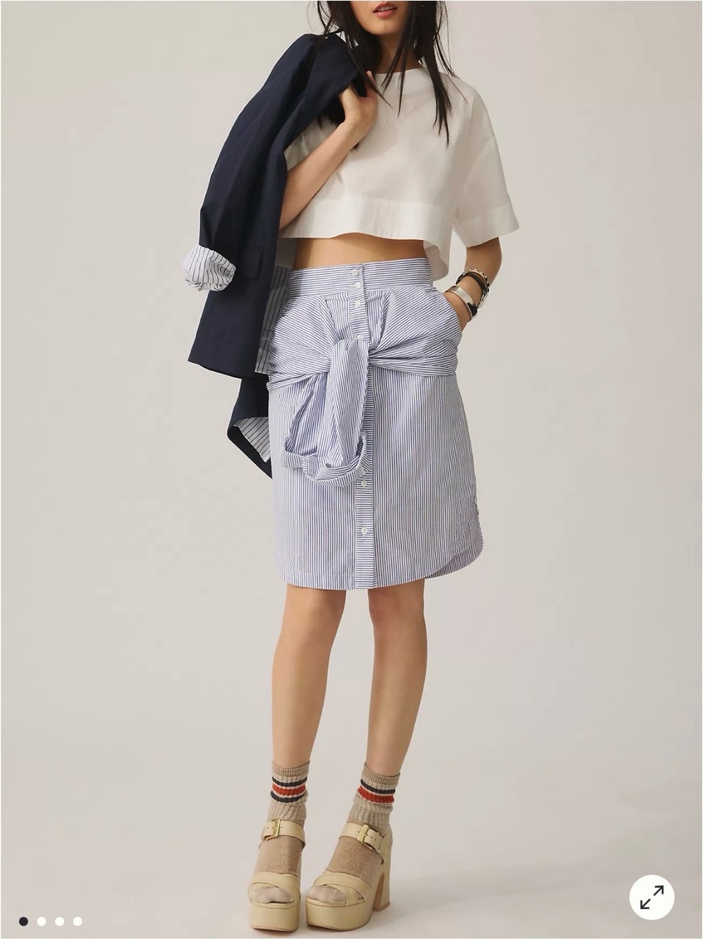 Maeve Sleeve-Waist Buttondown Skirt M